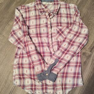 Men's Plaid Shirt - Red and Gray